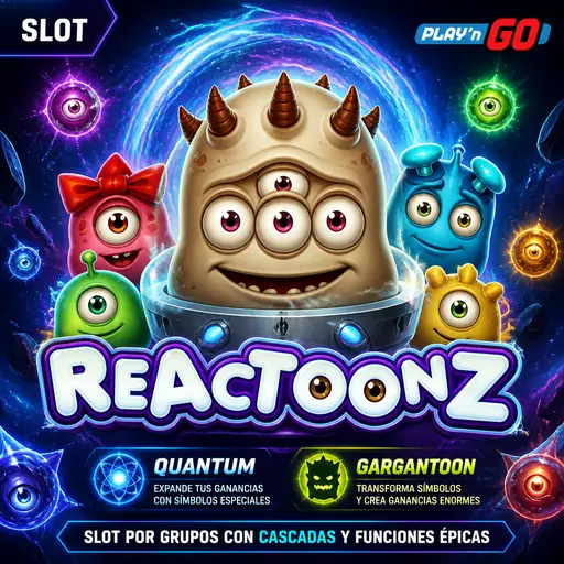 Miniatura de Reactoonz con criaturas sci-fi y logo visible