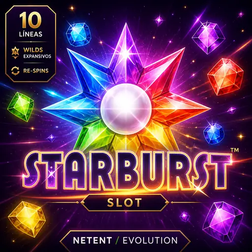 Miniatura del juego Starburst con gemas de colores y logo visible