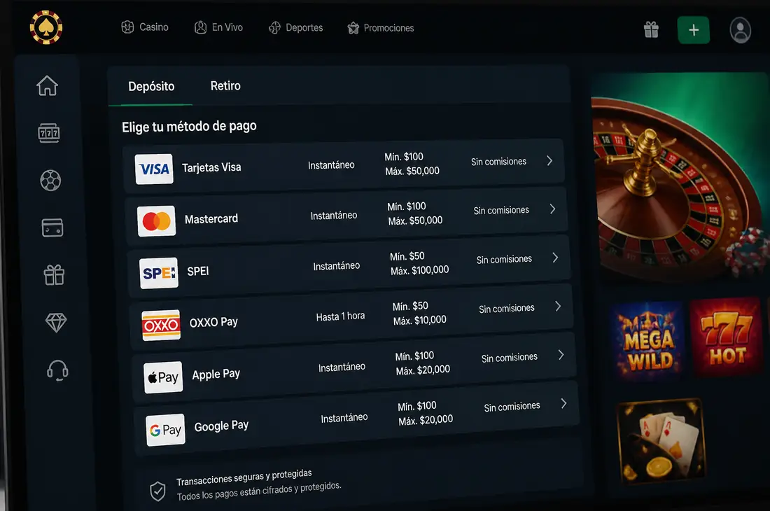 Opciones de pago para casinos en México