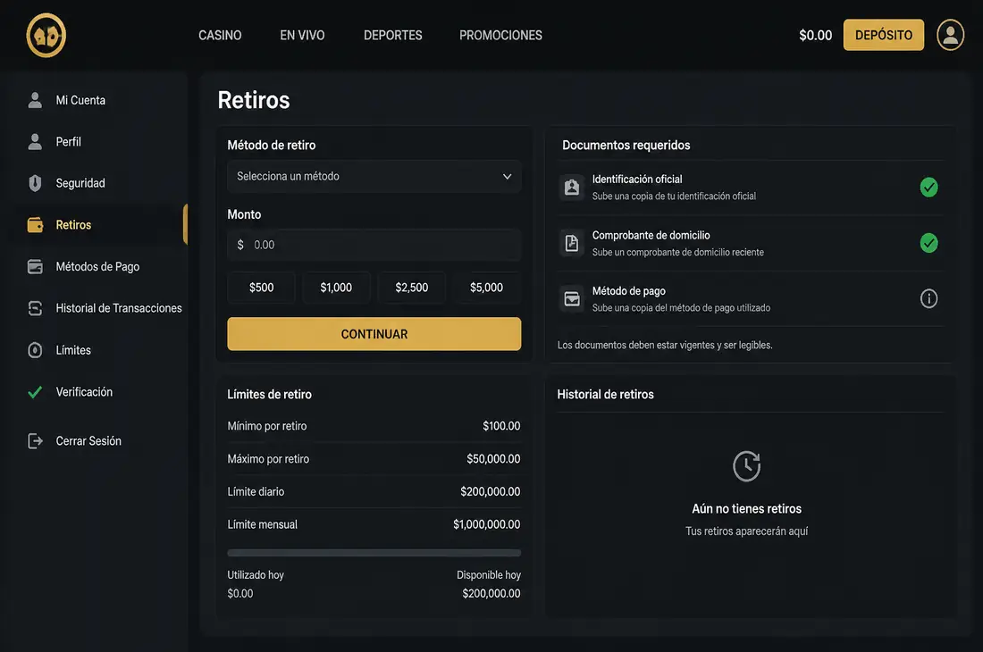 Retiros Casino México 2026 KYC y límites