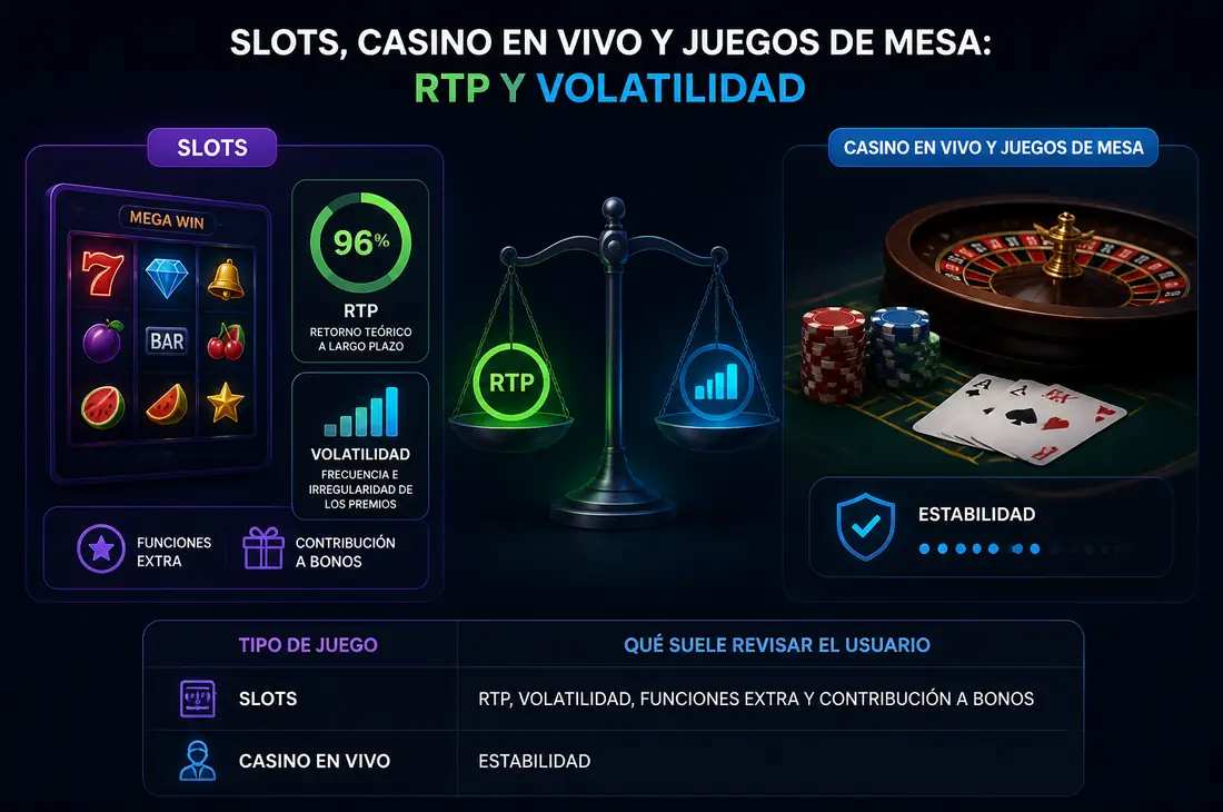 RTP y volatilidad slots casino en vivo